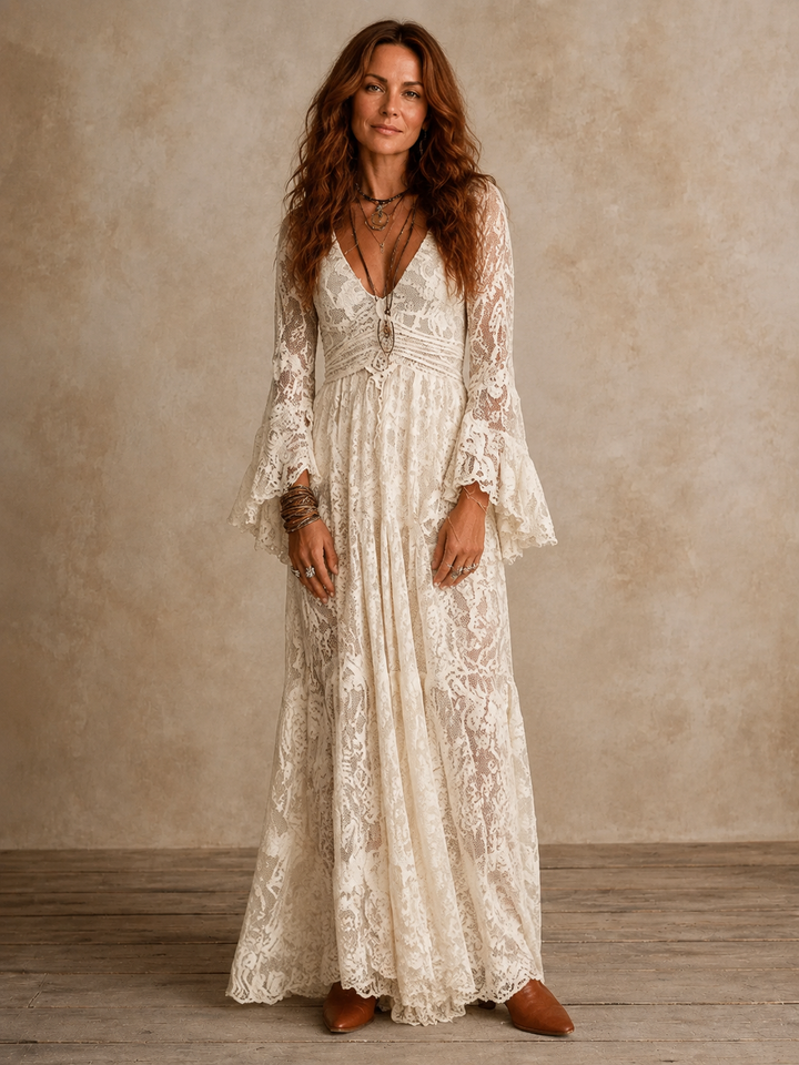 Emily, Vestido Maxi de Mujer de Silueta Vintage de Zelira