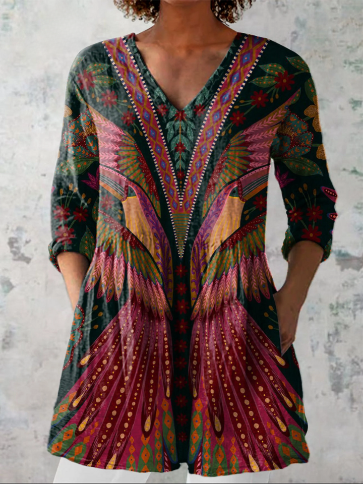 Adrianna, Blusa larga con escote en V de Zelira