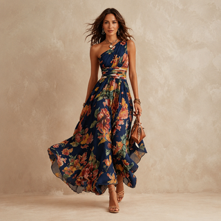 Celeste | Maxi Floral de Un Hombro