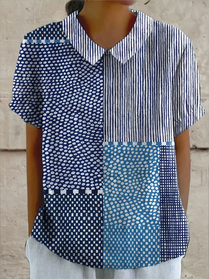 Ella, Blusa patchwork azul de Zelira