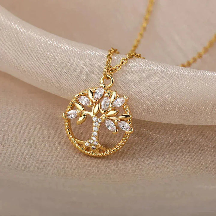 Collar del Árbol de la Vida con Circonita en Oro - Zelira