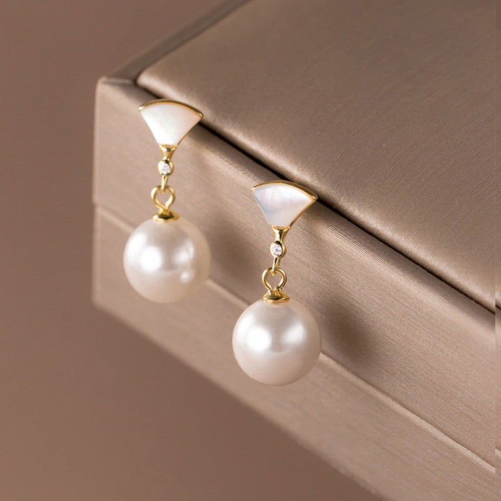 Pendientes chic de plata con una perla - Zelira