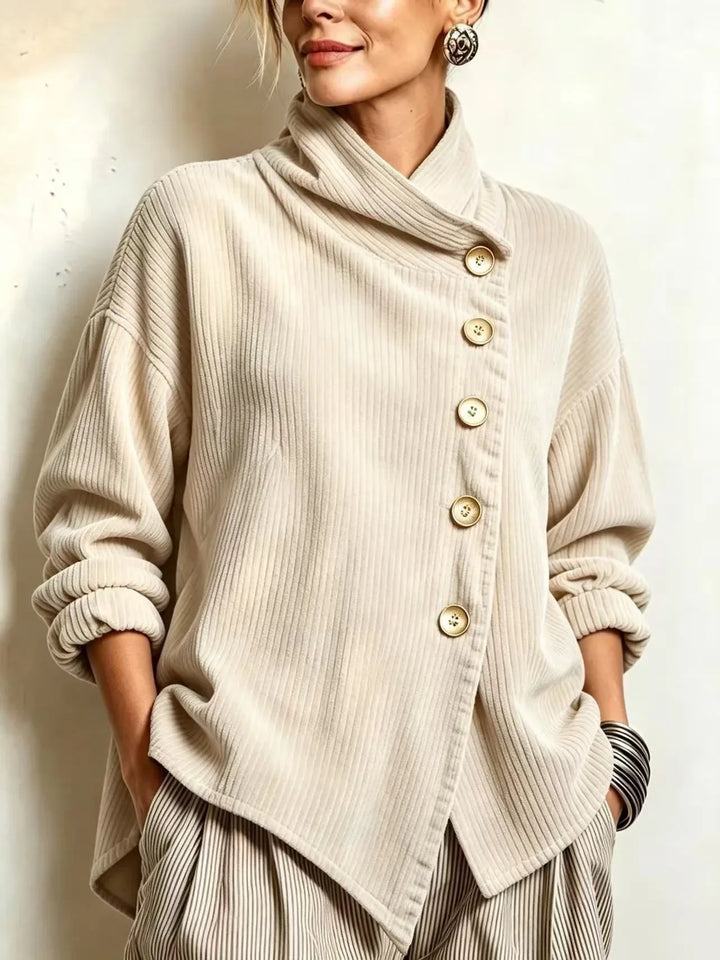 Olivia | Blusa cruzada de pana en Crema