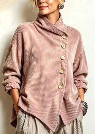 Olivia | Blusa cruzada de pana en Rosa Empolvado