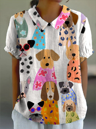 Tilly | Blusa con estampado de perros juguetones