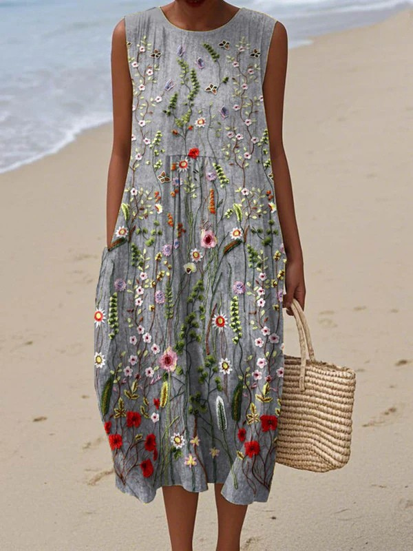 Cara, Vestido de verano ligero y sin mangas de Zelira