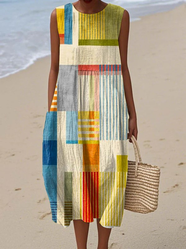 Eve™, Vestido Midi Geométrico de Zelira