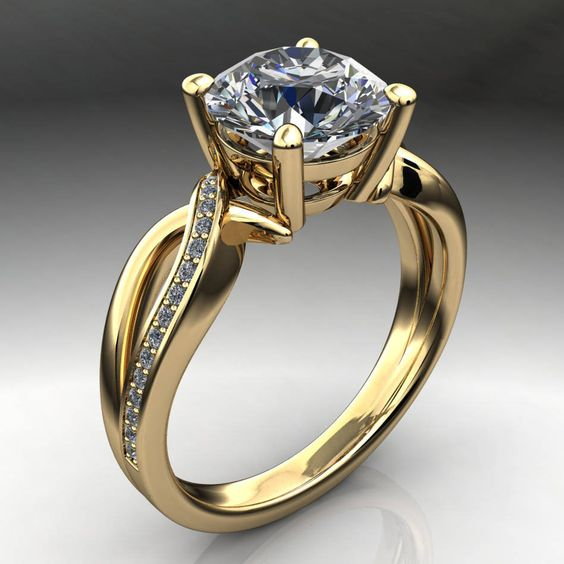 Anillo vintage trenzado de oro con circón - Zelira