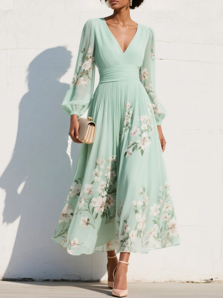 Cisella, Vestido midi verde claro floral de Zelira