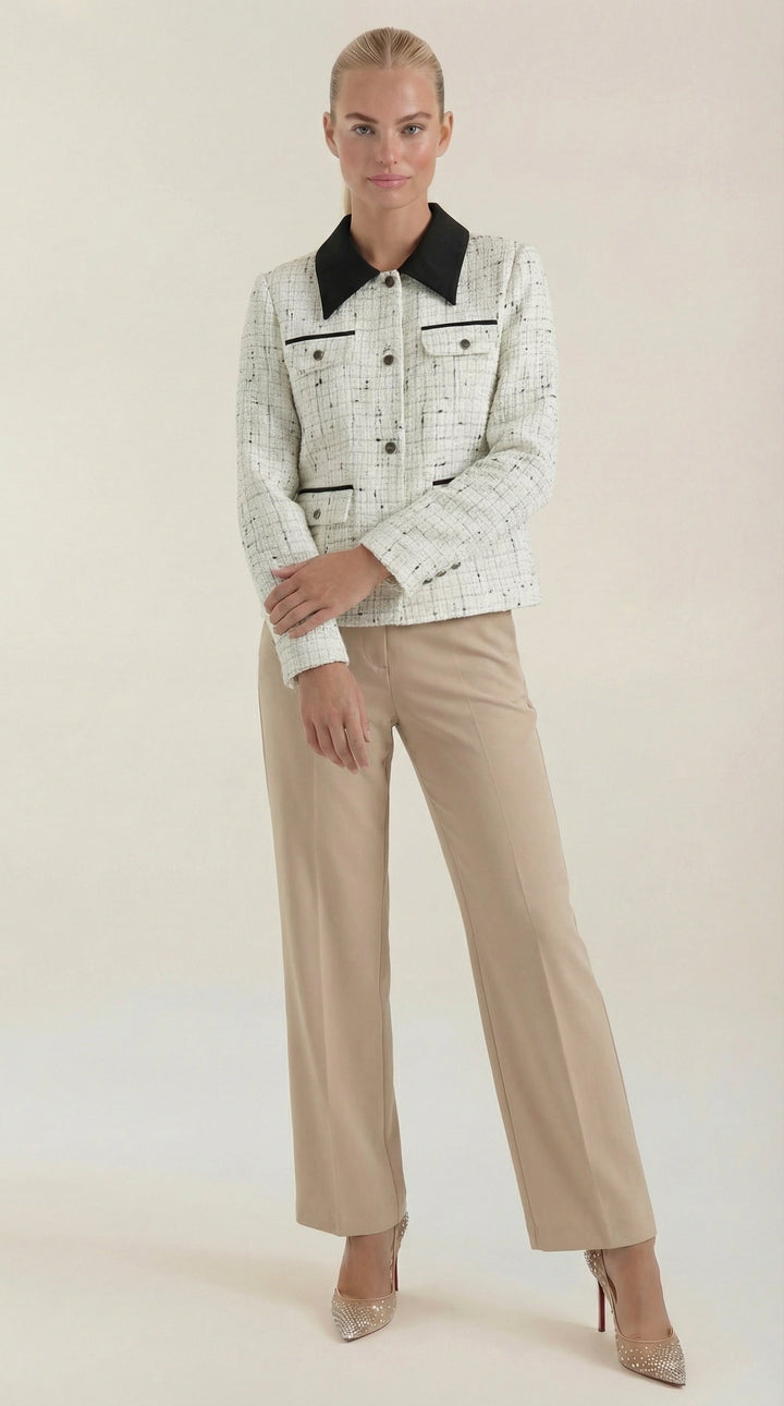 Chaqueta Heidi de tweed con cuello a contraste - Zelira