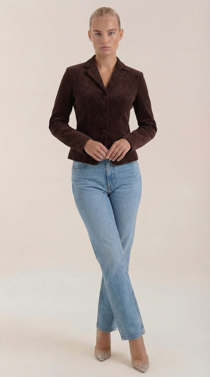 Chaqueta de terciopelo Natasha con cierre de botones - Zelira