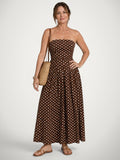 Amelie | Vestido midi de hombros descubiertos con topos