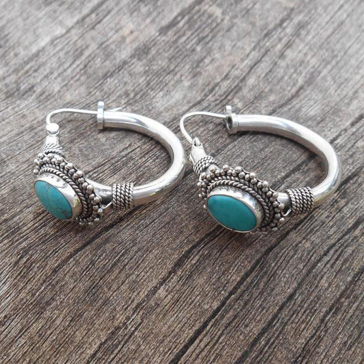 Pendientes elegantes de plata de ley con turquesas - Zelira