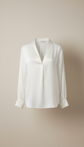 Blusa relajada de seda blanco porcelana