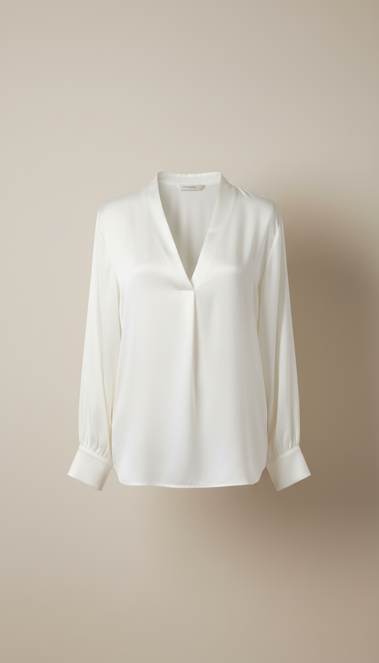 Blusa relajada de seda blanco porcelana