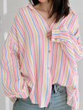 Blusa de Muselina, Rayas Multicolor, 4 colores