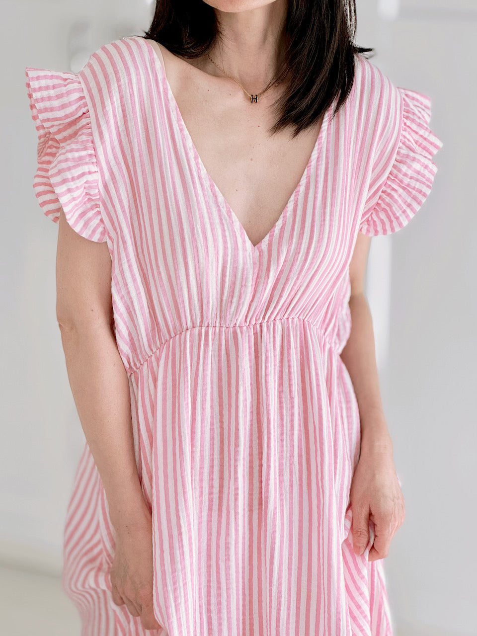 Vestido de Muselina, Espalda Descubierta, sin Mangas, Rayas, 8 colores