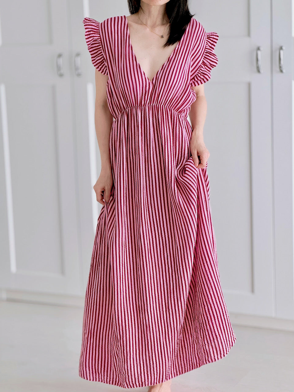 Vestido de Muselina, Espalda Descubierta, sin Mangas, Rayas, 8 colores