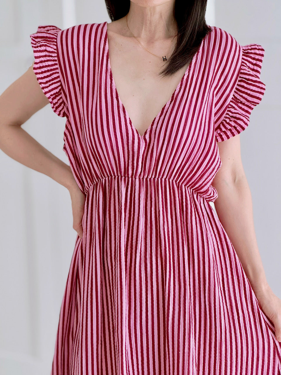 Vestido de Muselina, Espalda Descubierta, sin Mangas, Rayas, 8 colores