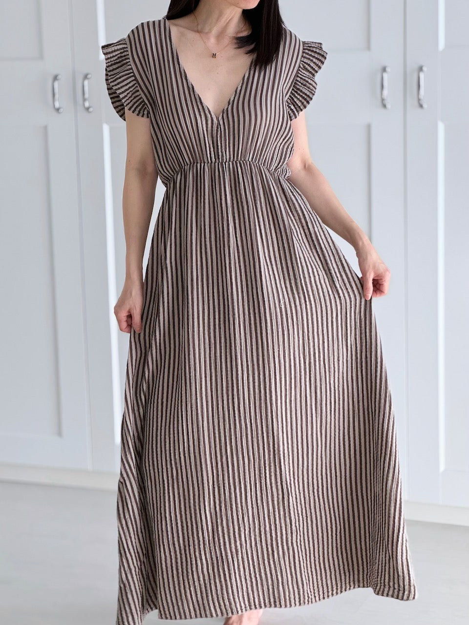 Vestido de Muselina, Espalda Descubierta, sin Mangas, Rayas, 8 colores