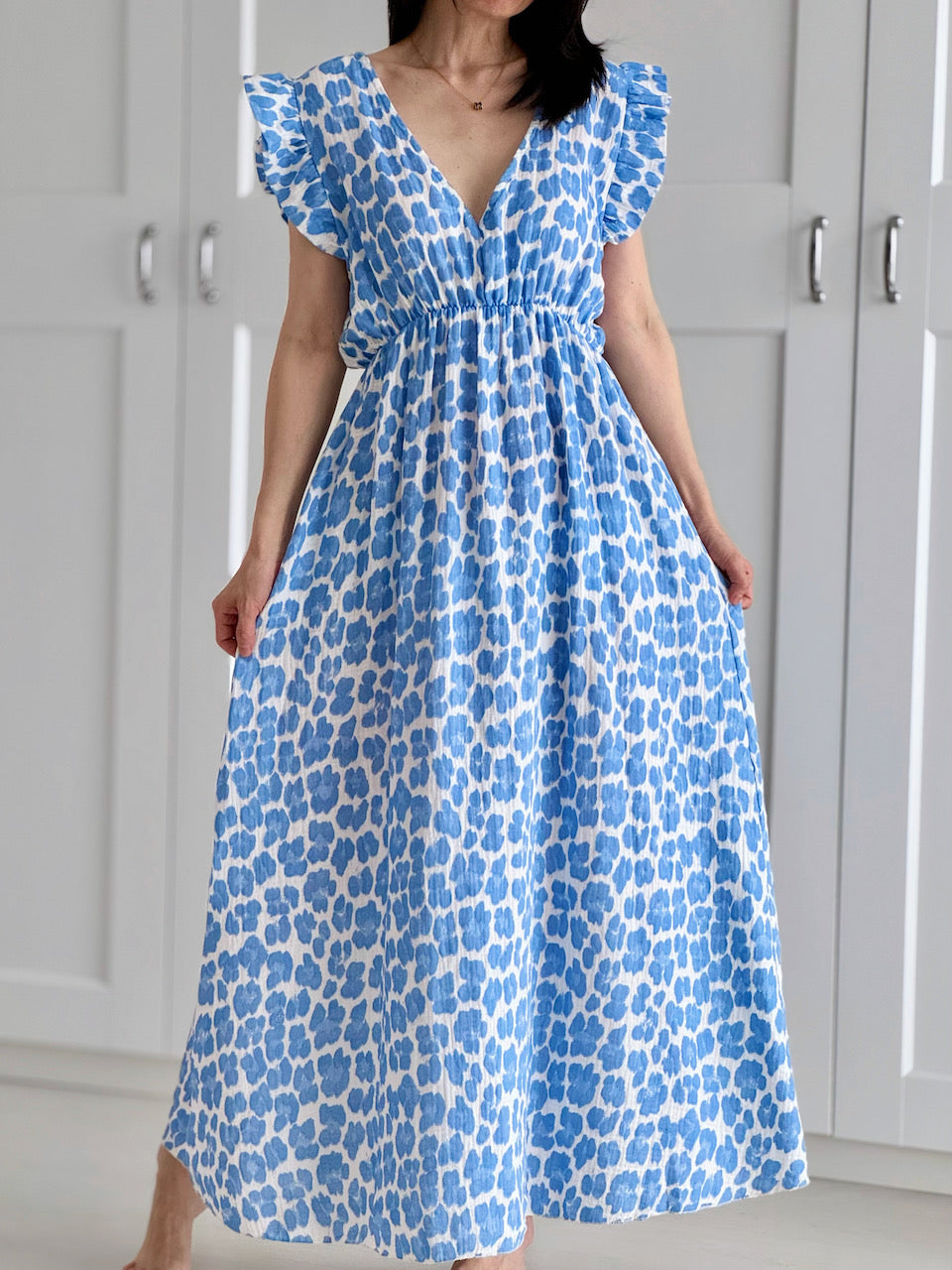 Vestido de Muselina, Espalda Descubierta, sin Mangas, Leopardo Salvaje, 4 colores