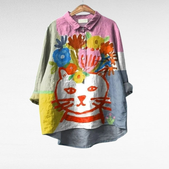 Solène, Blusa Gato Artística de Zelira
