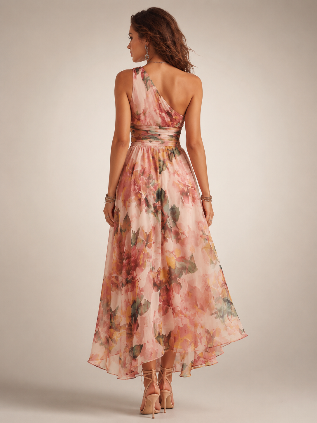 Editha | Vestido maxi asimétrico con estampado floral