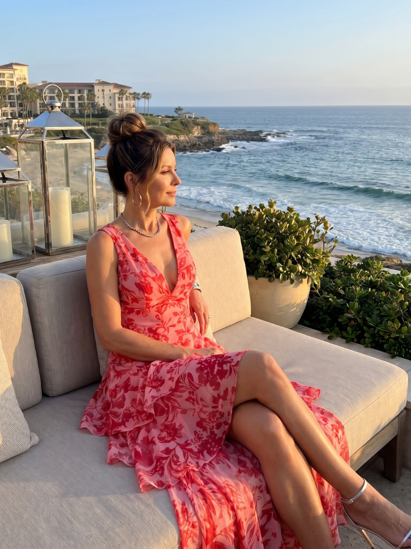 Ida | Vestido midi sin mangas con escote de pico pronunciado