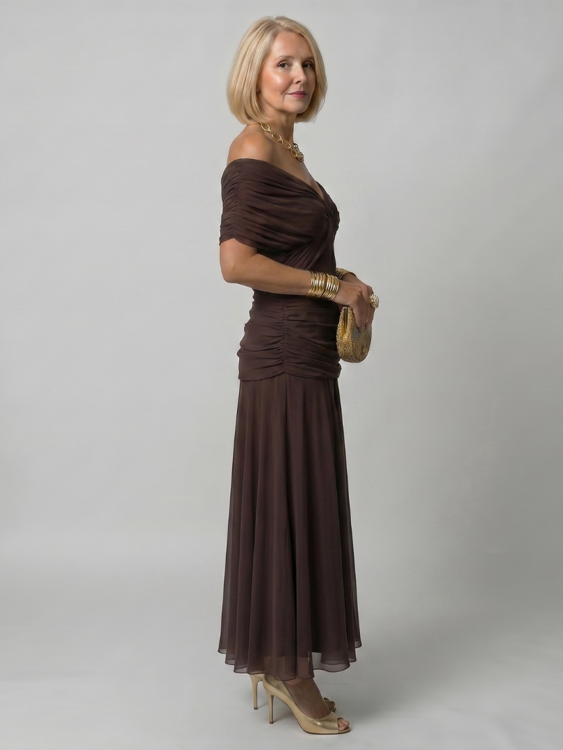 Silke | Vestido midi de hombros descubiertos