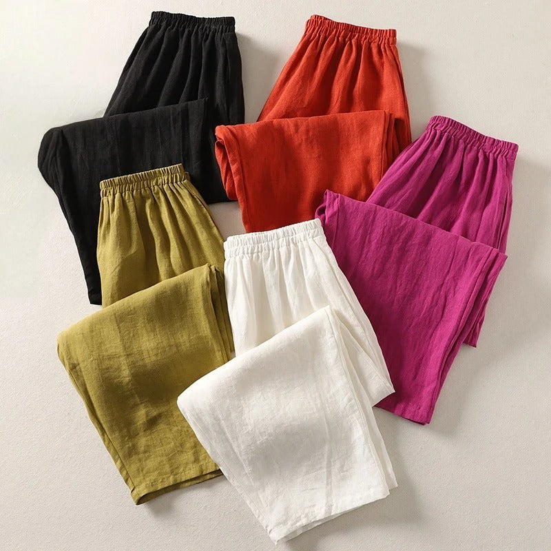 Amalia™: pantalón fluido de algodón y lino