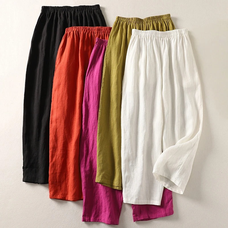 Amalia™: pantalón fluido de algodón y lino