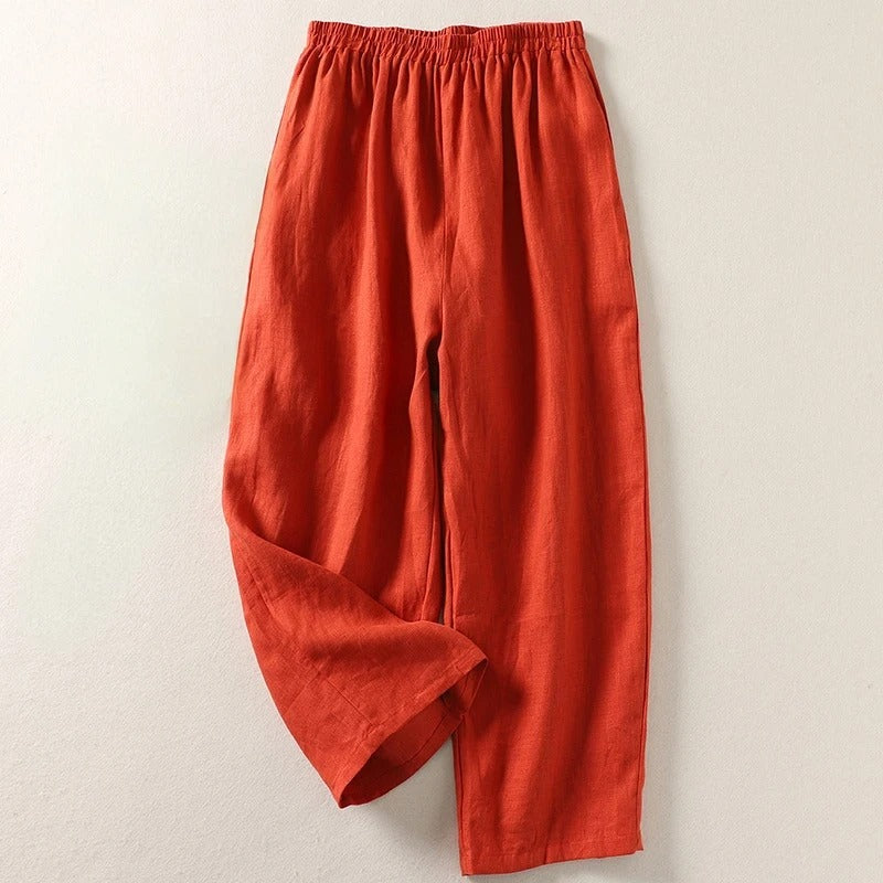 Amalia™: pantalón fluido de algodón y lino