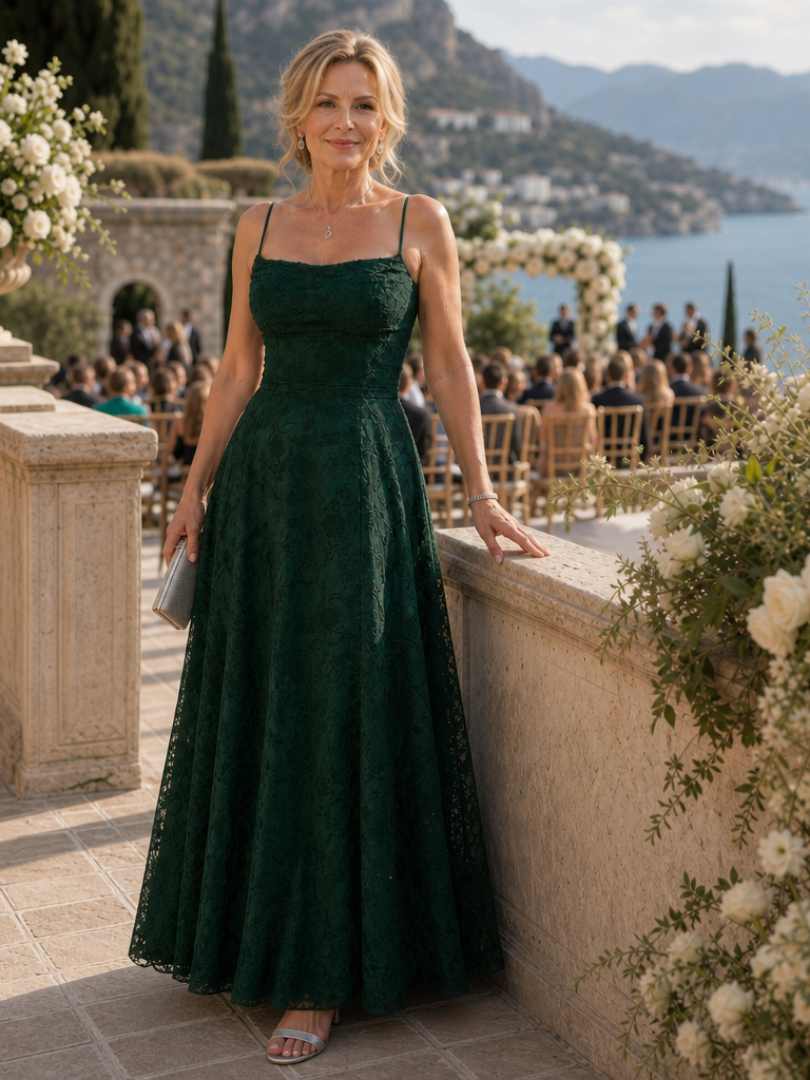 Liane | Vestido maxi de encaje con tirantes finos