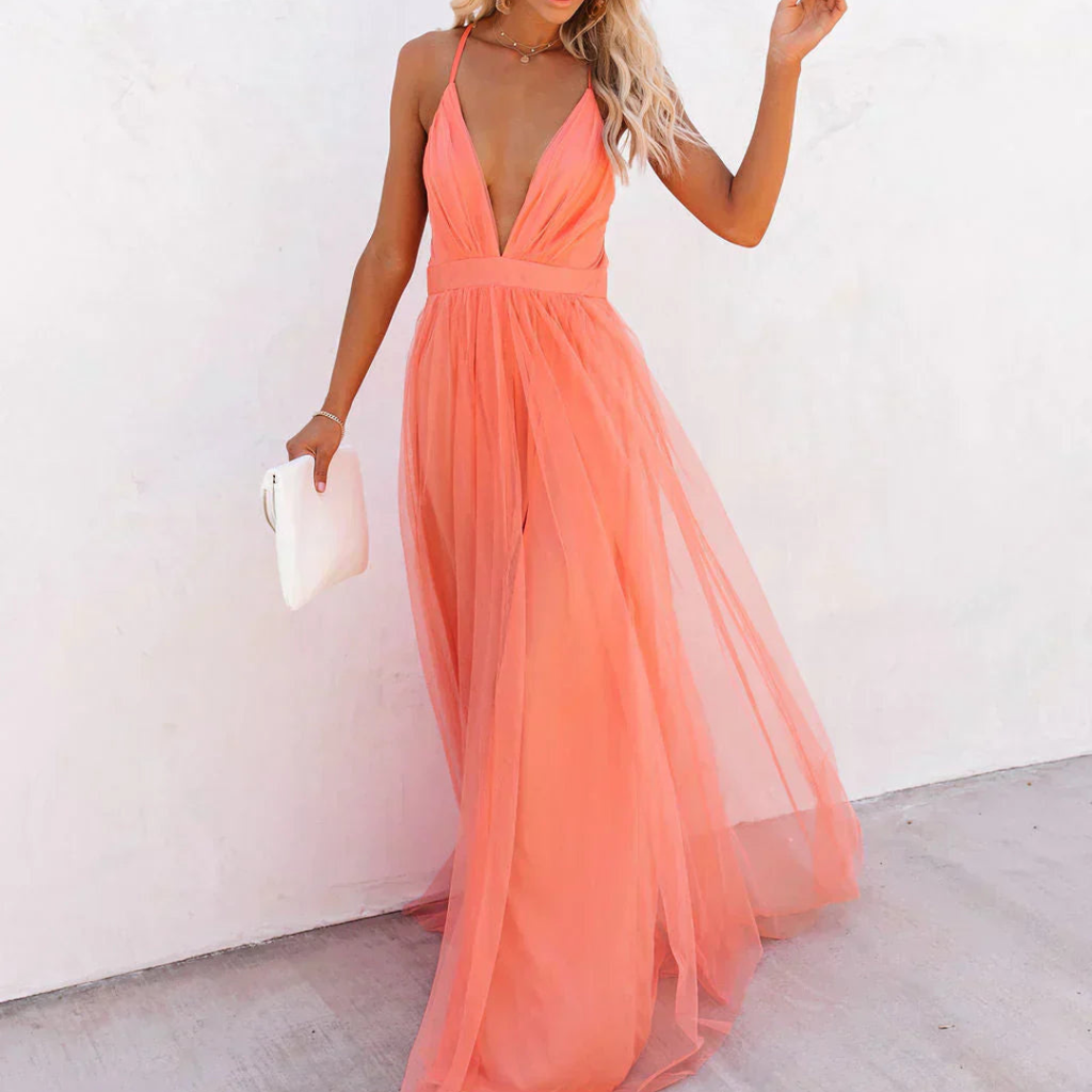 Elsera | Vestido Maxi Lumière Coral