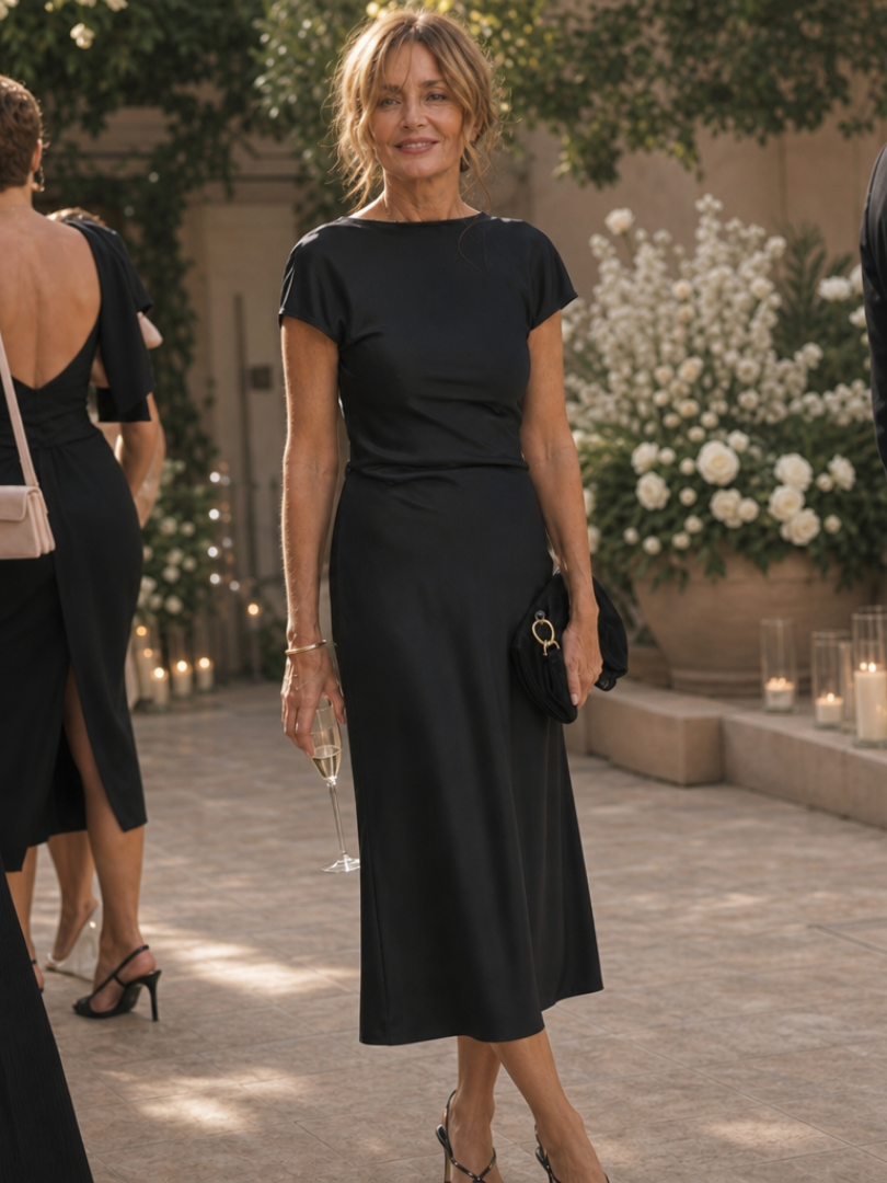 Cosima | Vestido midi entallado con escote barco