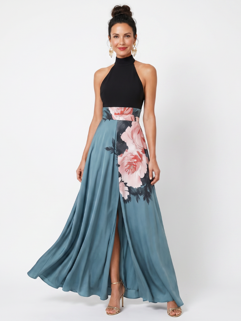 Florentia | Maxi halter con falda floral