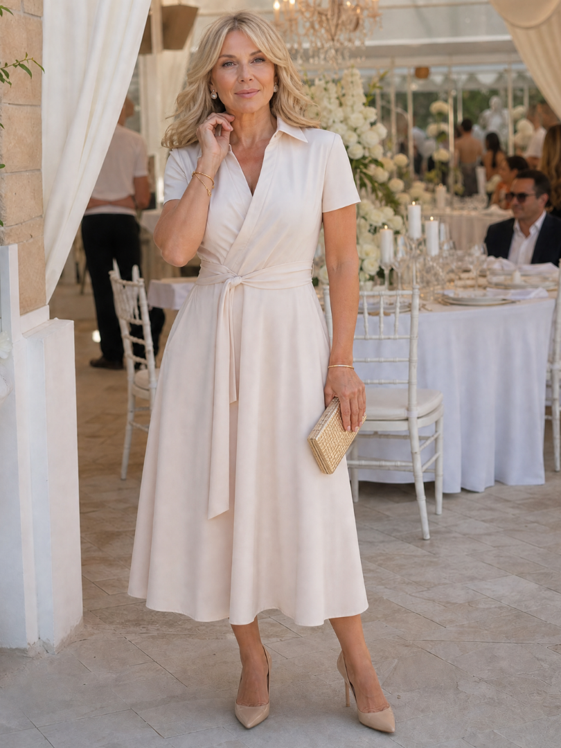 Ottilie | Vestido midi con cuello y efecto cruzado