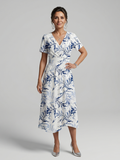 Luise | Vestido midi botánico con escote de pico