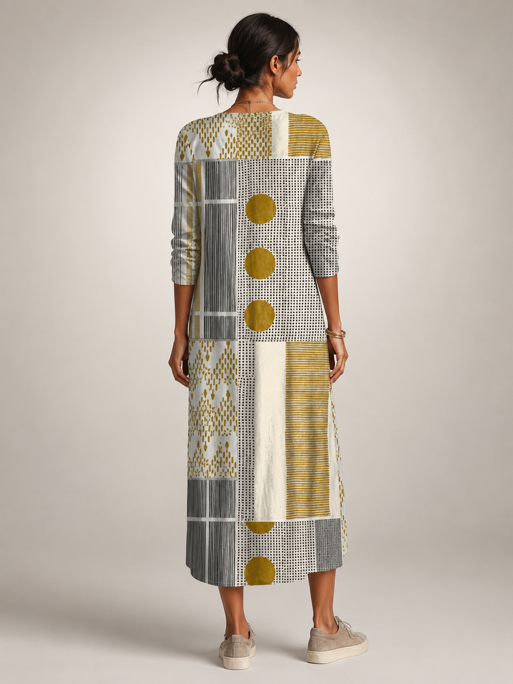 Christel | Vestido maxi boho con estampado patchwork