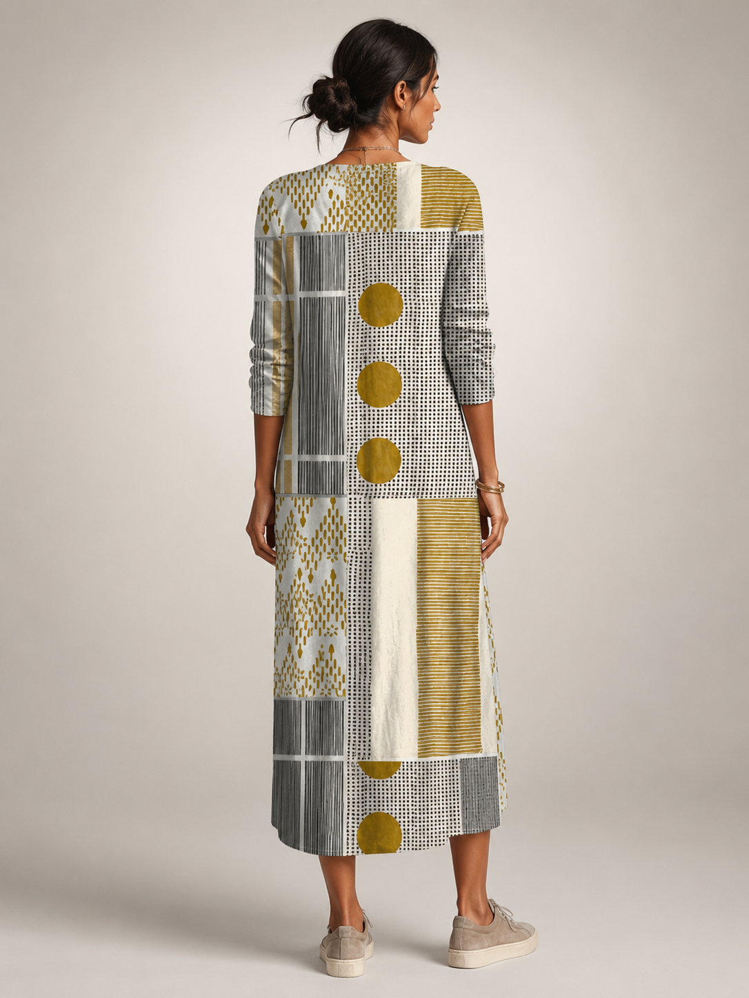 Christel | Vestido maxi boho con estampado patchwork