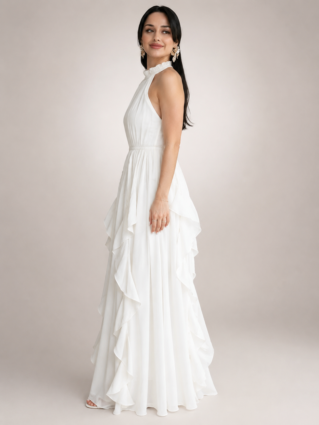 Sidonie | Vestido maxi de cuello halter en línea A