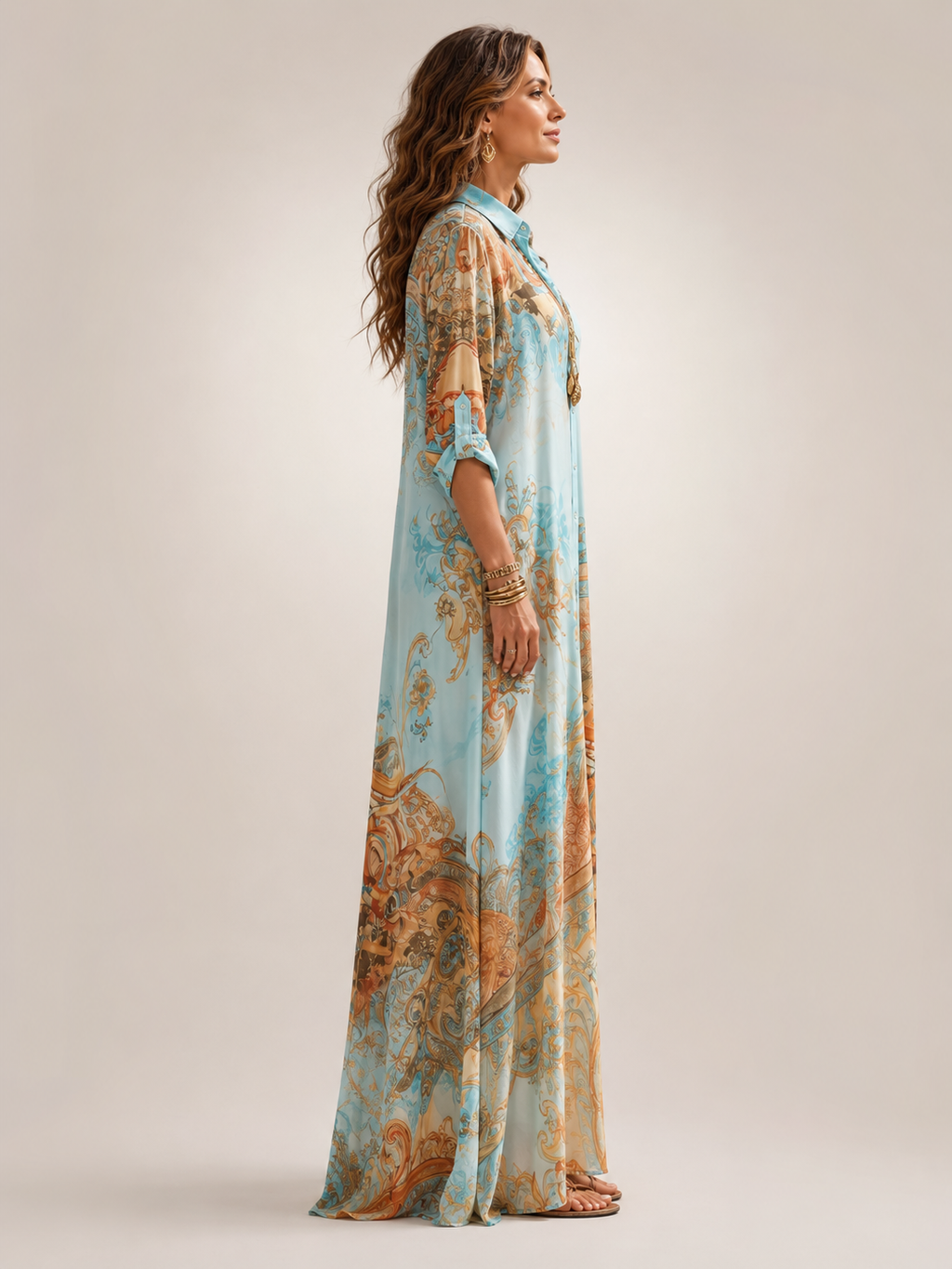 Liane | Vestido largo floral con botonadura