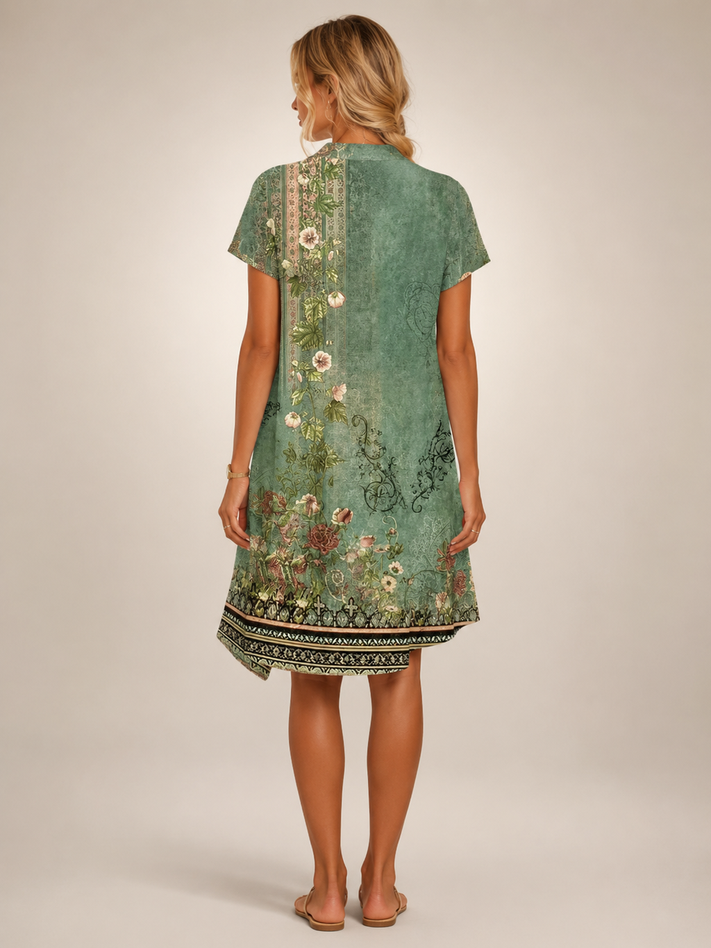 Klara | Vestido camisero corto floral con escote en V