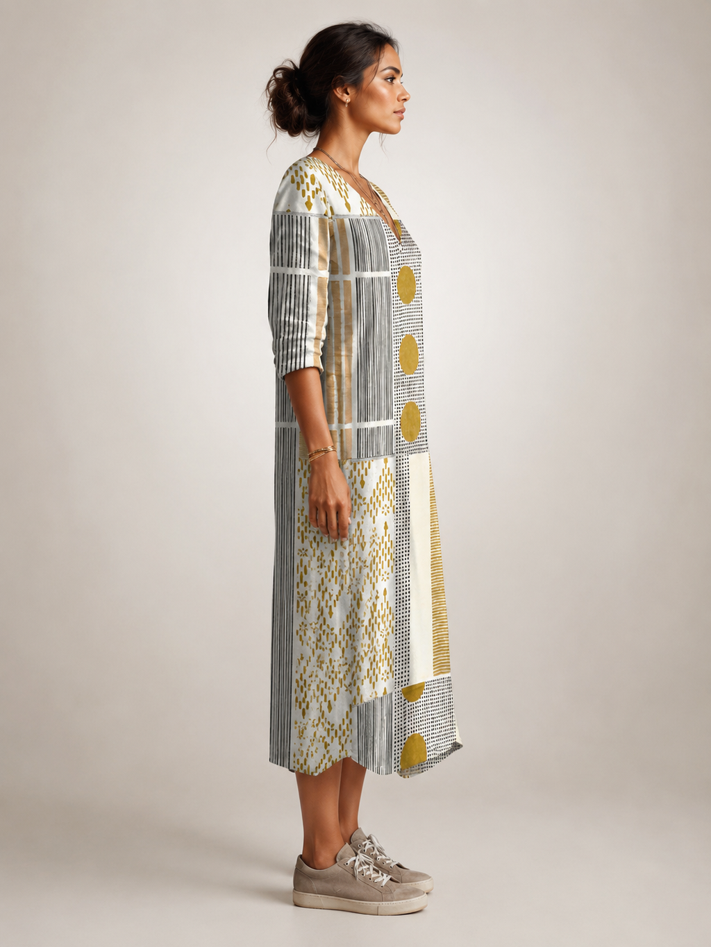 Christel | Vestido maxi boho con estampado patchwork