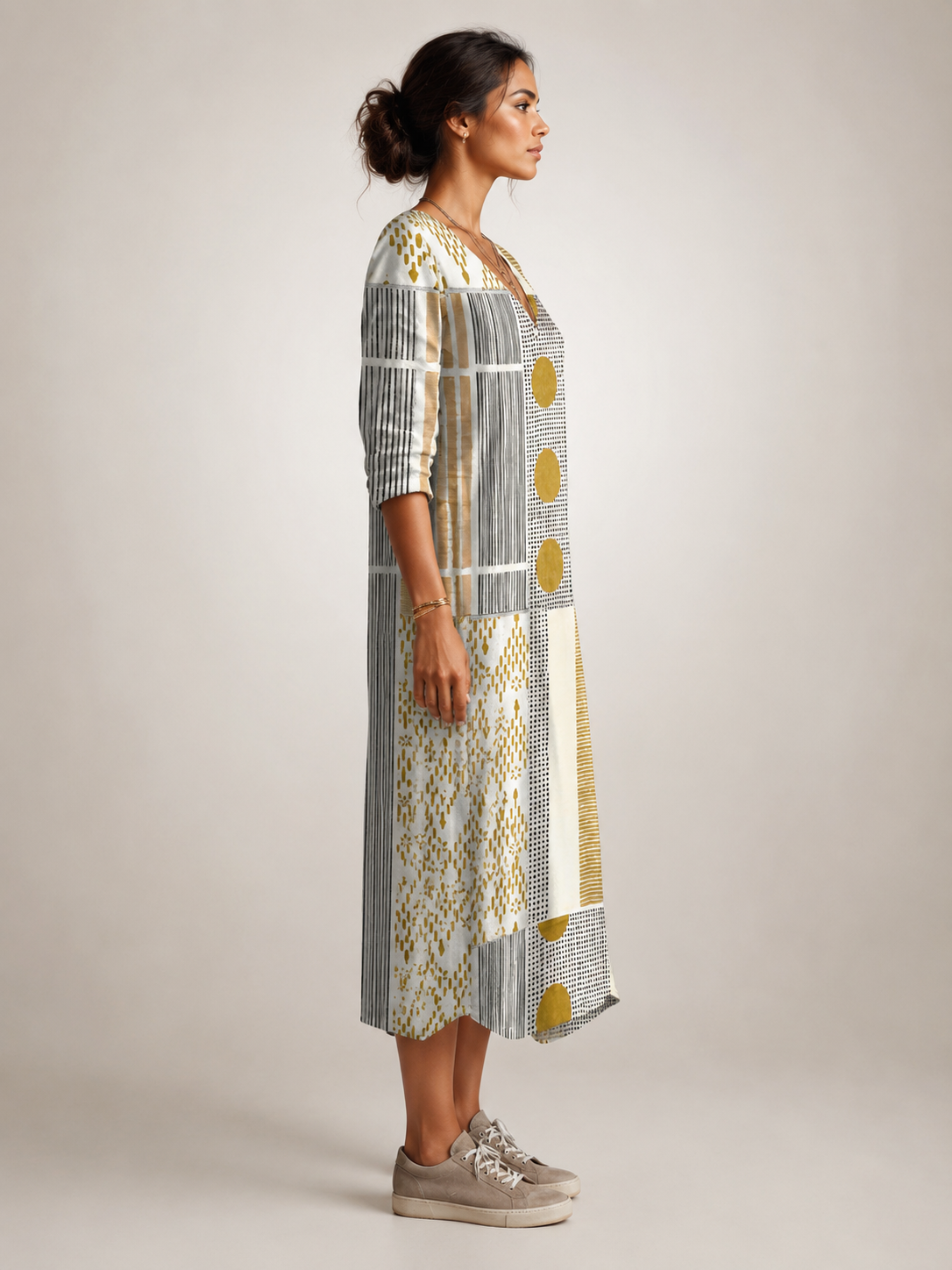 Christel | Vestido maxi boho con estampado patchwork