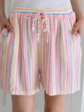 Shorts de Muselina, Rayas Multicolor, 3 colores