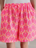 Shorts de Muselina, Hojas de Palmera, Blanco, 2 colores
