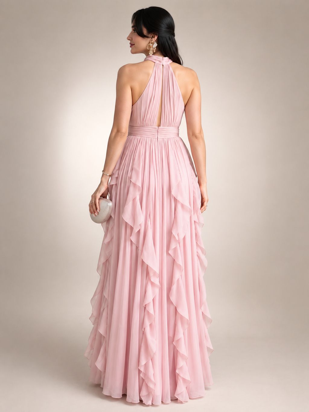 Sidonie | Vestido maxi de cuello halter en línea A
