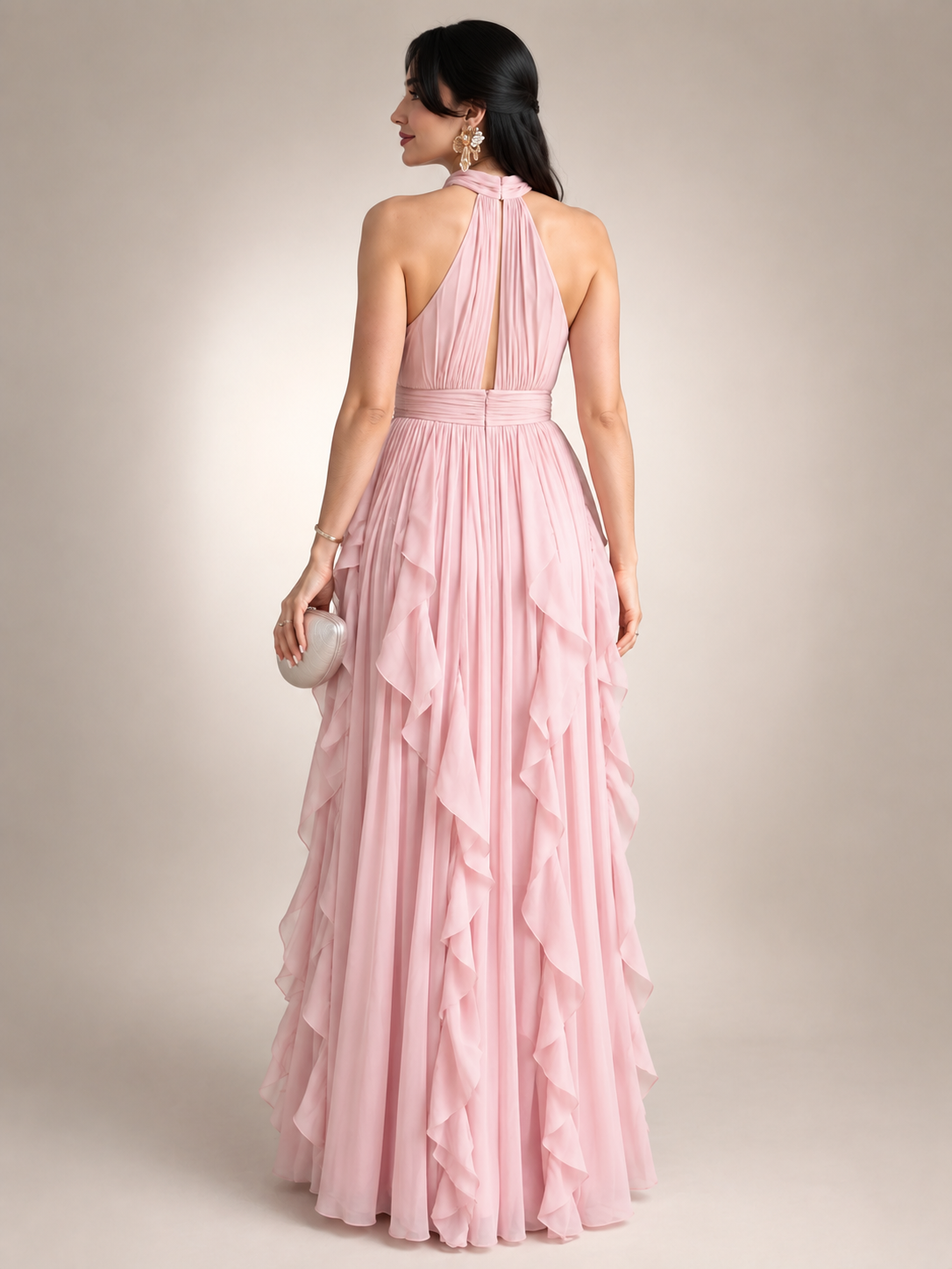 Sidonie | Vestido maxi de cuello halter en línea A