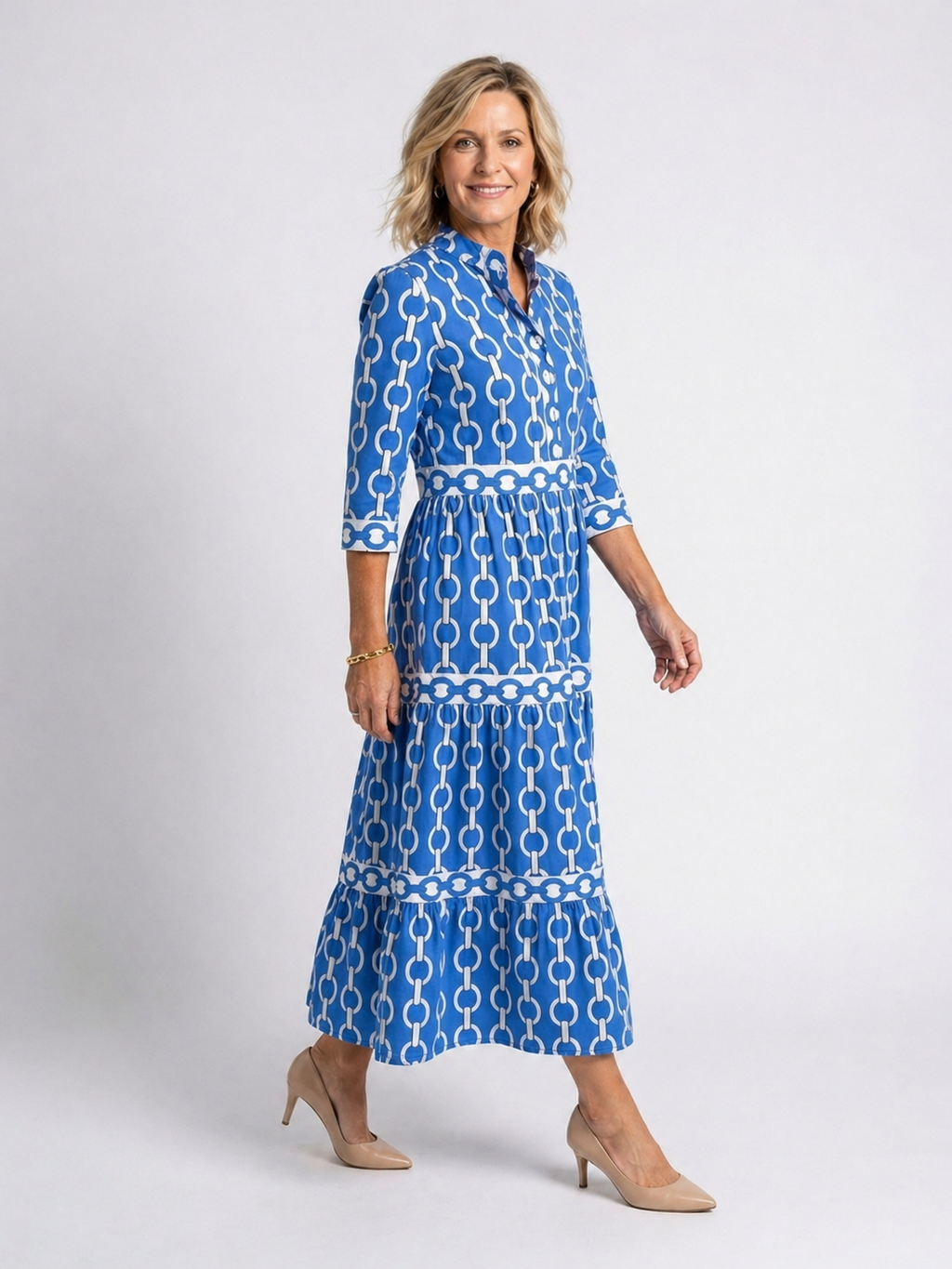 Ella | Vestido midi con estampado de cadenas